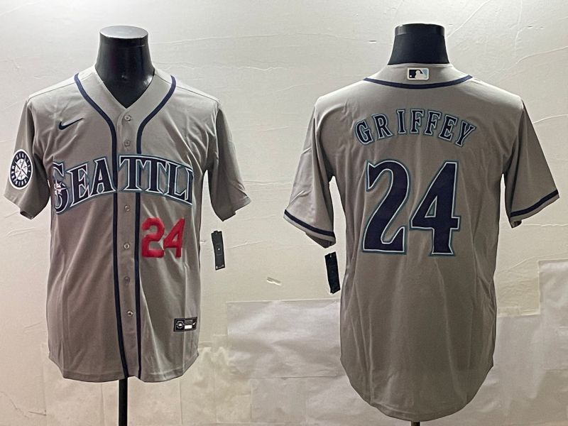 Men Seattle Mariners #24 Griffey Grey Game 2025 Nike MLB Jersey style 4